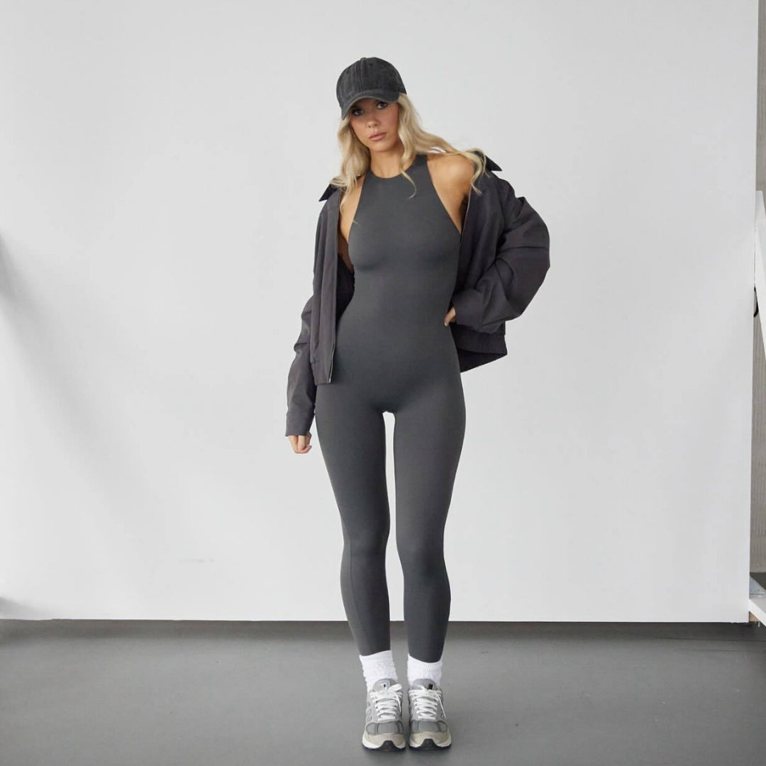 Damen eleganter Jumpsuit mit figurbetontem Design und lässigen Ärmeln Drune