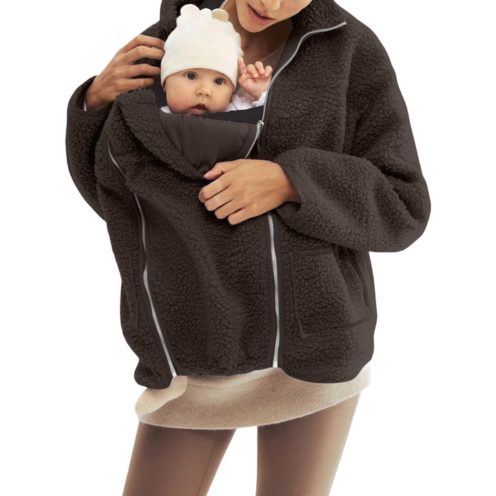 Damen nan oversized Teddyfleece Jacke mit Stehkragen und durchgehendem Reißverschluss Drune