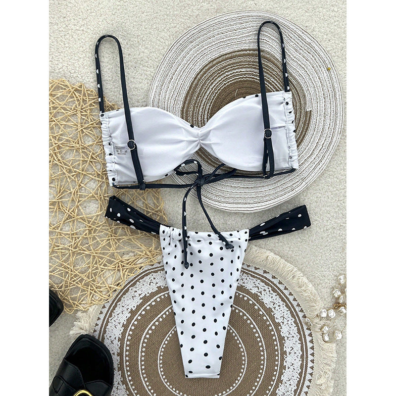 Damen Bikini-Set mit elastischem Stoff und Polka-Dots Drune