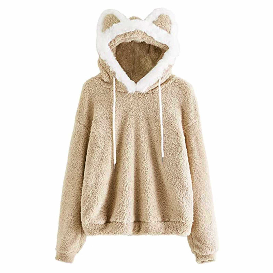 Damen Kuscheliger Kapuzenpullover mit Katzenohren Drune