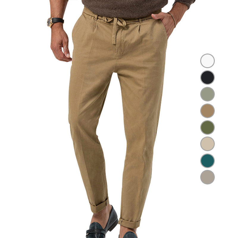 Herren nan tapered Komfort-Chino mit elastischem Kordelzug und gekrempeltem Saum Drune