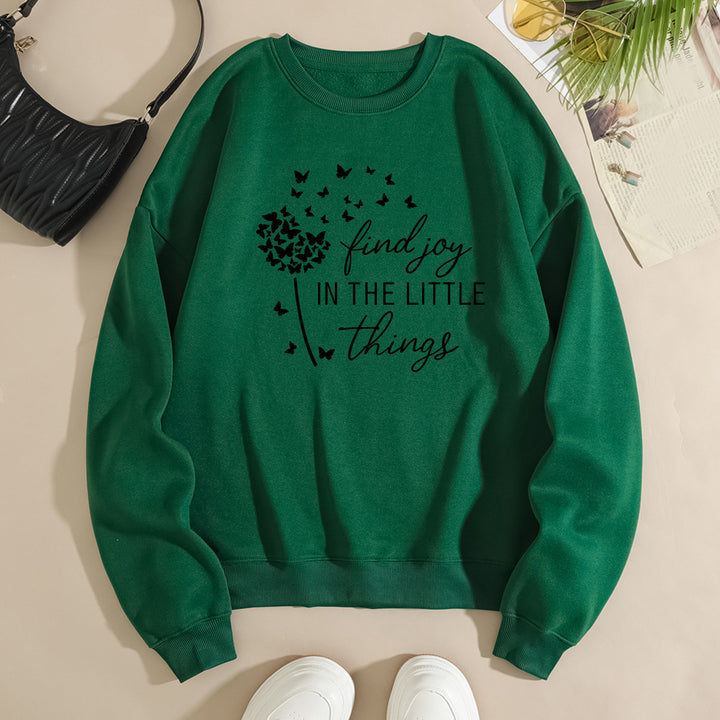 Damen Sweatshirt mit motivierendem Spruch und floralem Aufdruck Drune