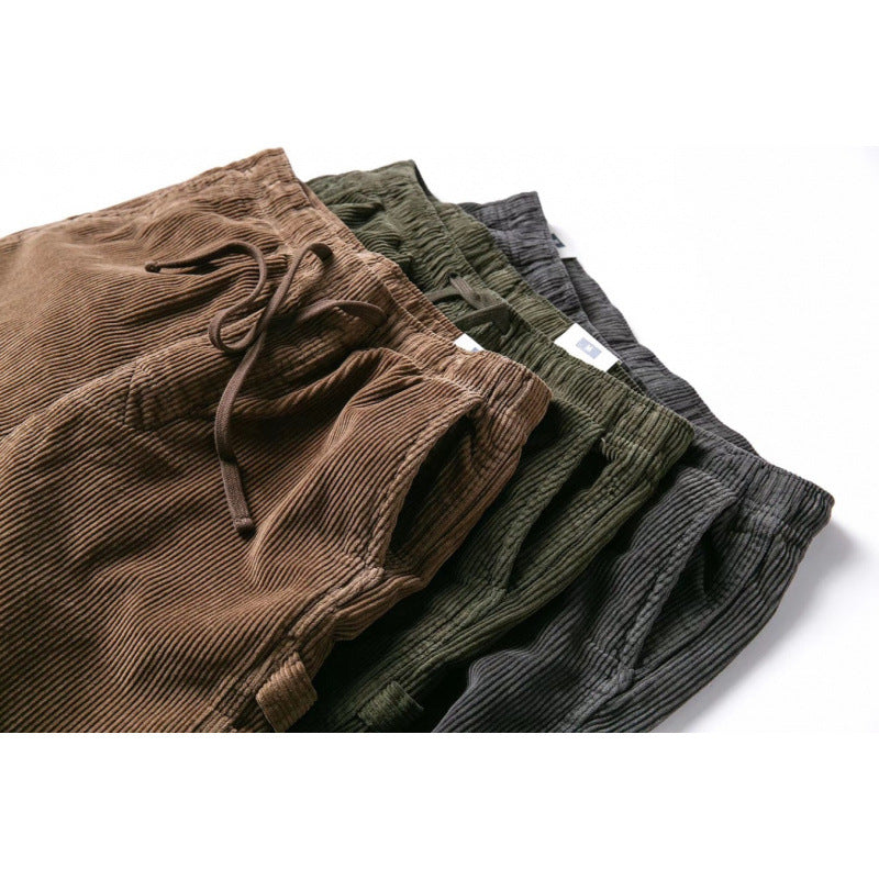 Herren lässige Cord-Hose mit verstellbarem Bund und praktischen Seitentaschen Drune