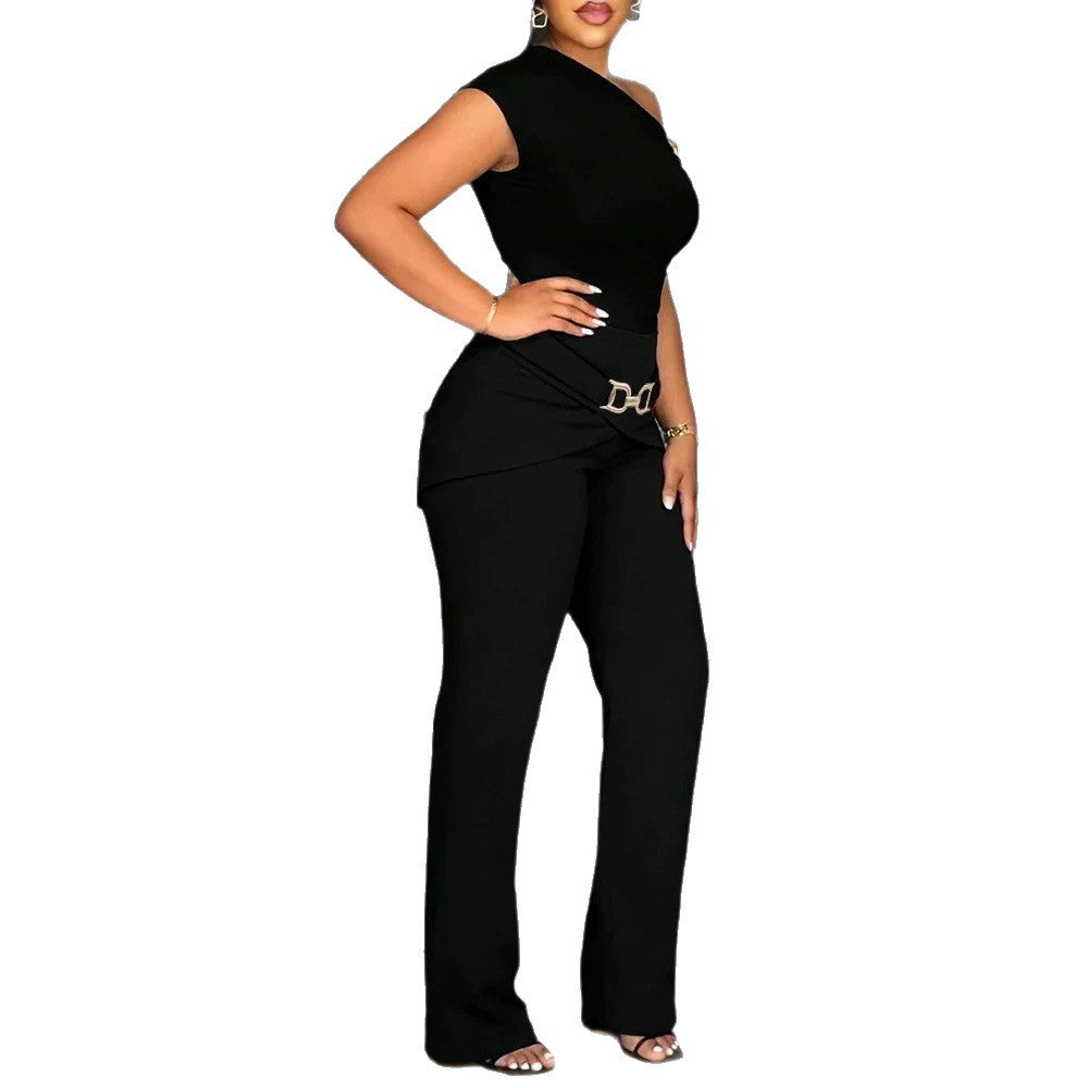 Damen Elegantes One-Shoulder Jumpsuit Drune