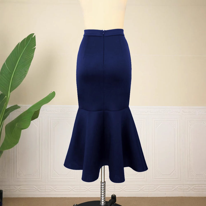 Damen eleganter figurbetonter Rock mit voluminösem Rüschenabschluss Drune