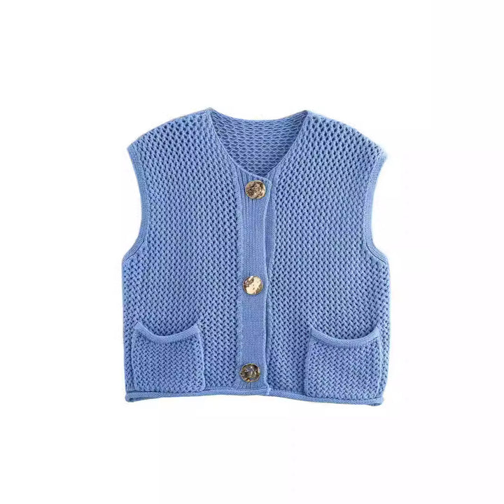 Damen Strickweste mit Knopfdetails und praktischen Taschen Drune
