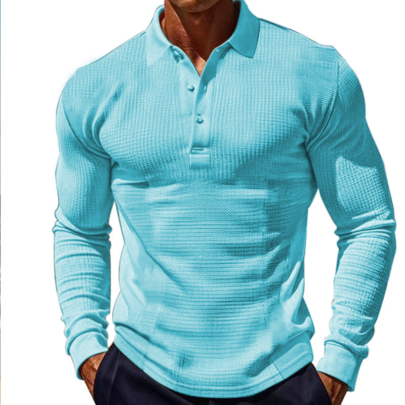 Herren Langarm-Henley-Shirt aus atmungsaktivem Strukturmaterial mit dekorativen Knöpfen Drune