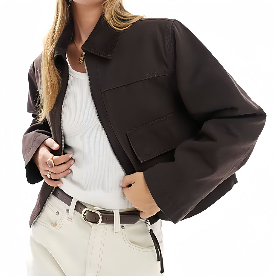 Damen modische Kurzjacke im Utility-Stil Drune