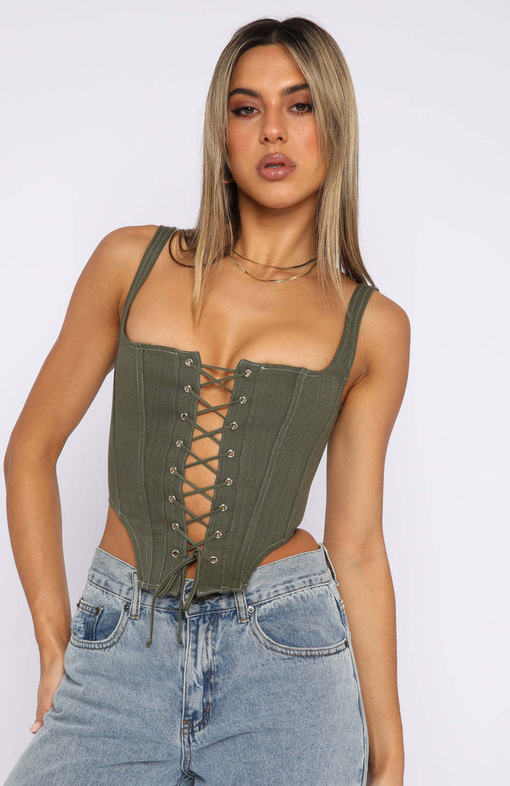 Damen Corsagenoberteil mit Schnürung und femininer Silhouette Drune
