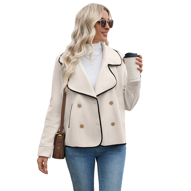 Damen elegante Blazerjacke mit asymmetrischem Revers und Knopfdetails Drune