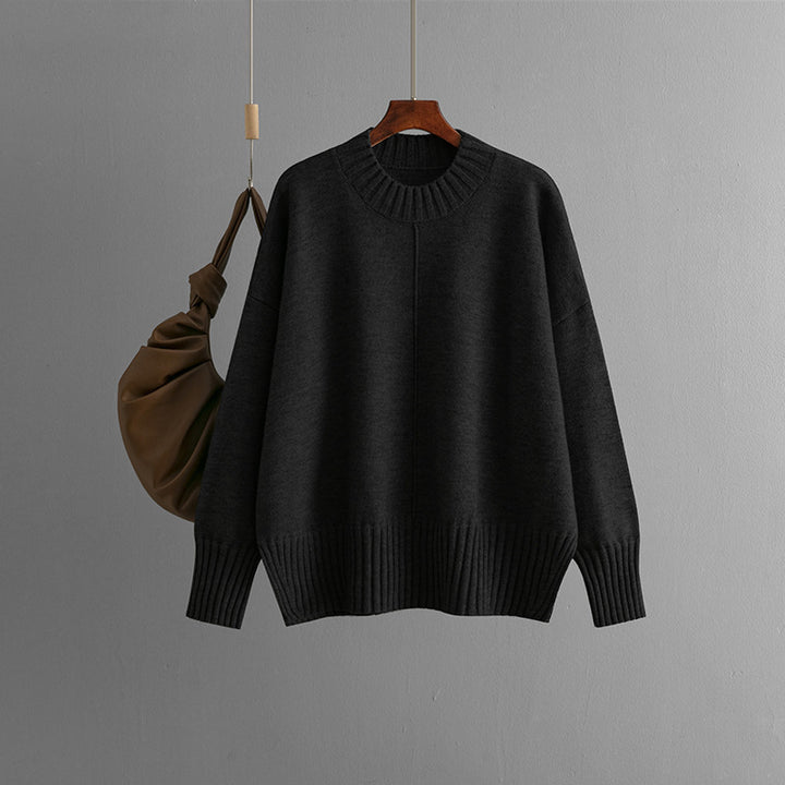 Damen Oversized Strickpullover mit Rippenbund Drune
