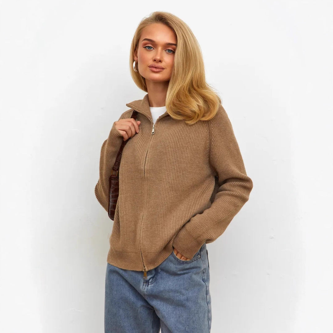 Damen Strickjacke mit hohem Kragen Drune