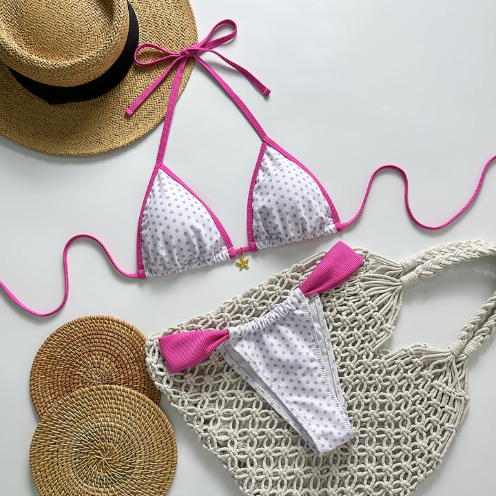 Damen Triangel-Bikini mit stilvollen Punktemuster Drune