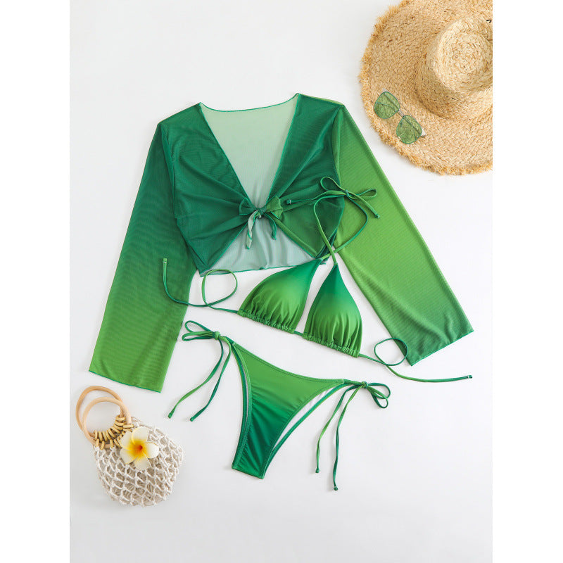 Damen Bikini-Set mit transparentem Oberteil und verstellbaren Trägern Drune