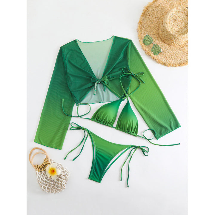 Damen Bikini-Set mit transparentem Oberteil und verstellbaren Trägern Drune