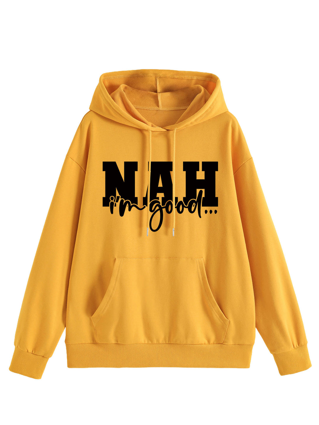 Damen Kapuzenpullover mit motivierendem Schriftzug und bequemer Passform Drune