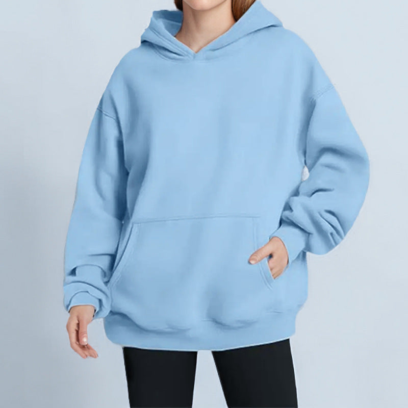 Damen nan oversized Kapuzenpullover mit Kängurutasche, French-Terry Innenfutter und überschnittener Schulter Drune