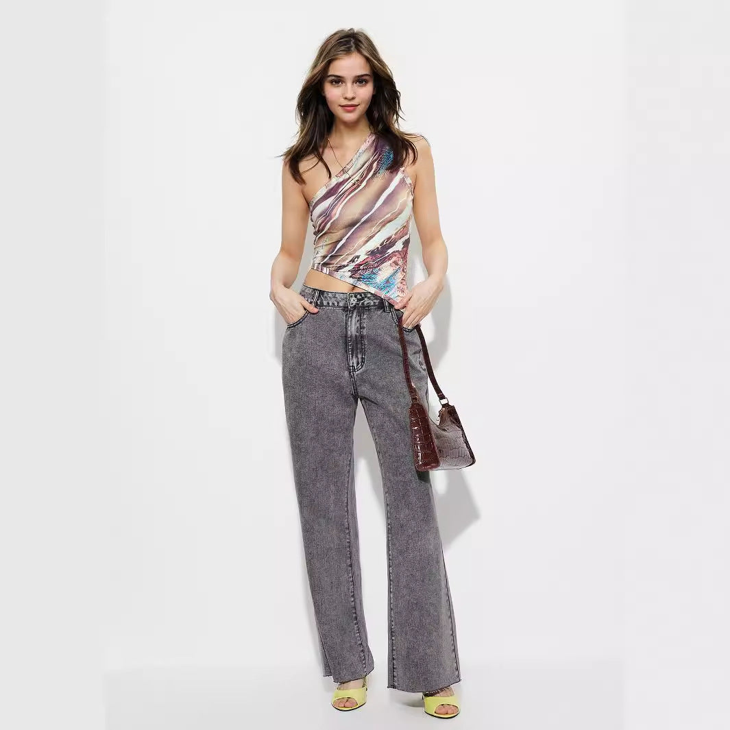 Damen Flared Jeans mit hohem Bund und detaillierten Nähten Drune