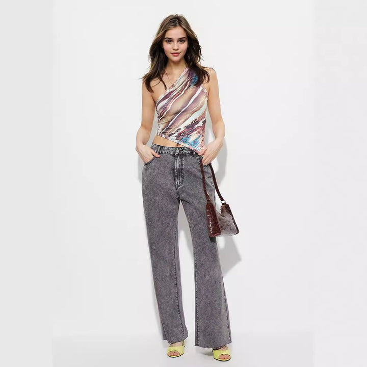 Damen Flared Jeans mit hohem Bund und detaillierten Nähten Drune