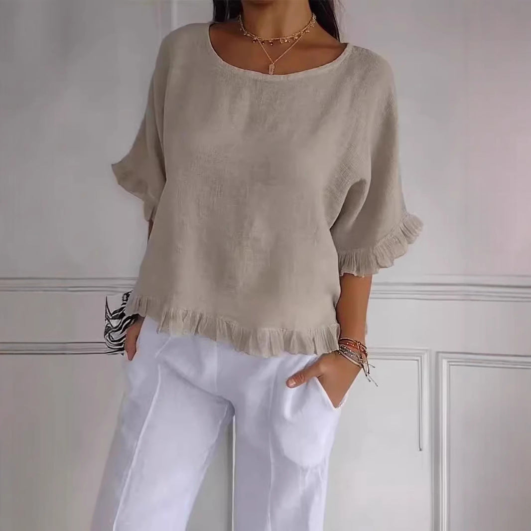 Damen Leichtes Shirt mit Fransen Drune