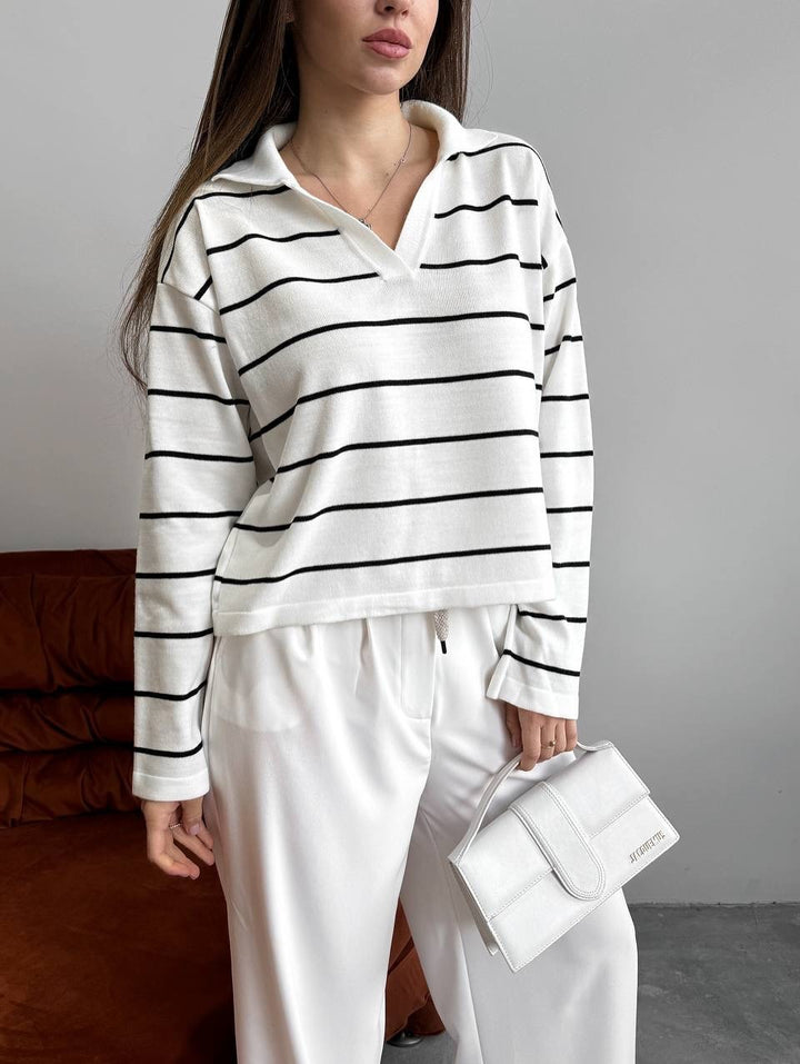 Damen lässiger Pullover im Streifen-Design Drune
