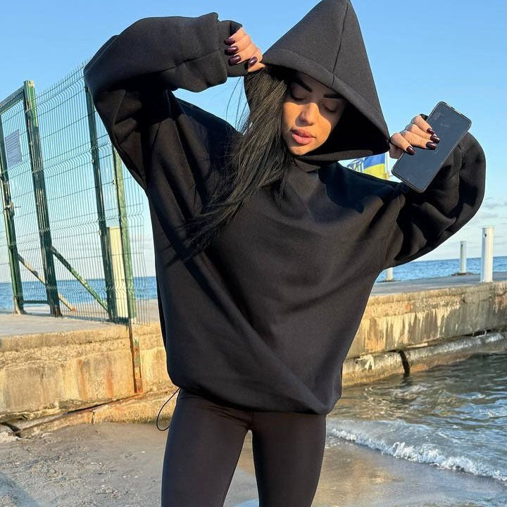 Damen oversized Kapuzenpullover Drune