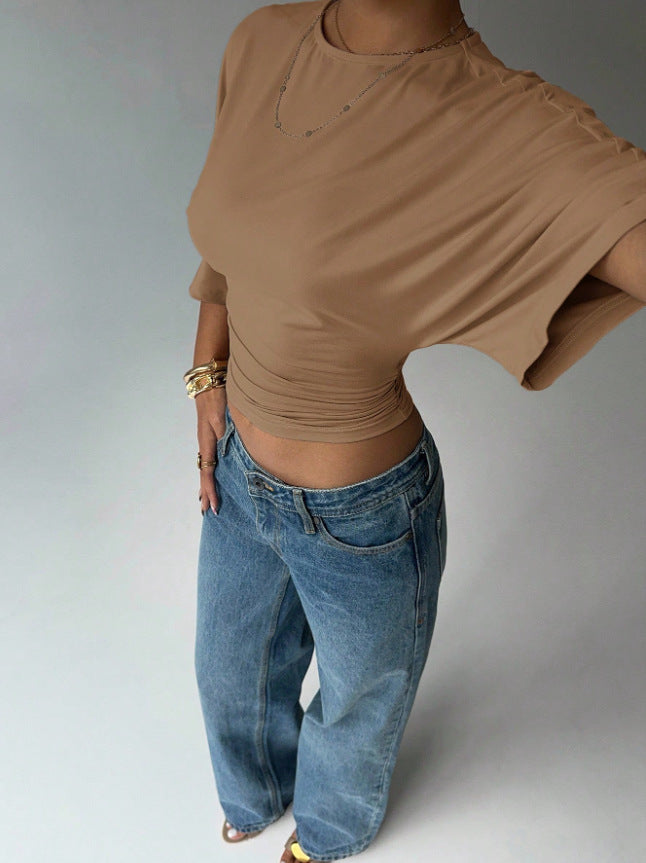 Damen Kurzärmliges Crop-Top Drune