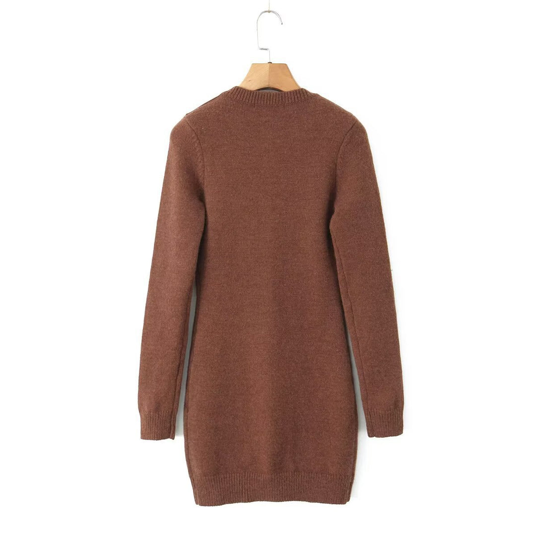 Damen lange Strickjacke mit Taschen und Knopfverschluss Drune