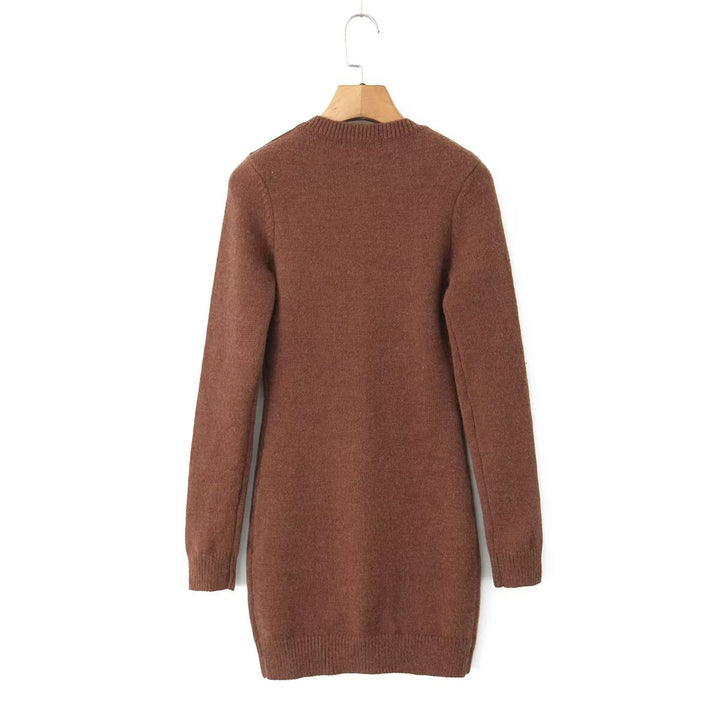 Damen lange Strickjacke mit Taschen und Knopfverschluss Drune