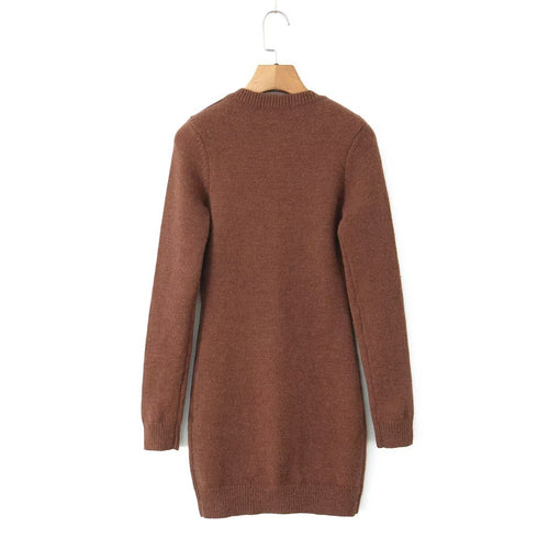 Damen lange Strickjacke mit Taschen und Knopfverschluss Drune