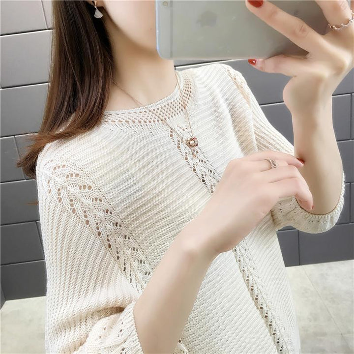 Damen lässiger Strickpullover mit filigranen Details Drune