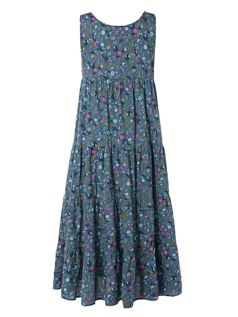 Damen Langes Freizeitkleid mit floralem Design Drune