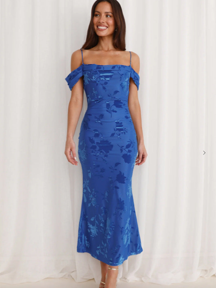 Damen Etuikleid mit romantischen Schulterträgern und floralem Design Drune