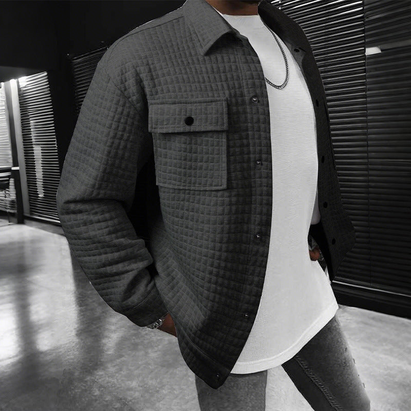 Herren nan gesteppte Overshirtjacke mit quadratischer Steppstruktur und aufgesetzten Brusttaschen Drune