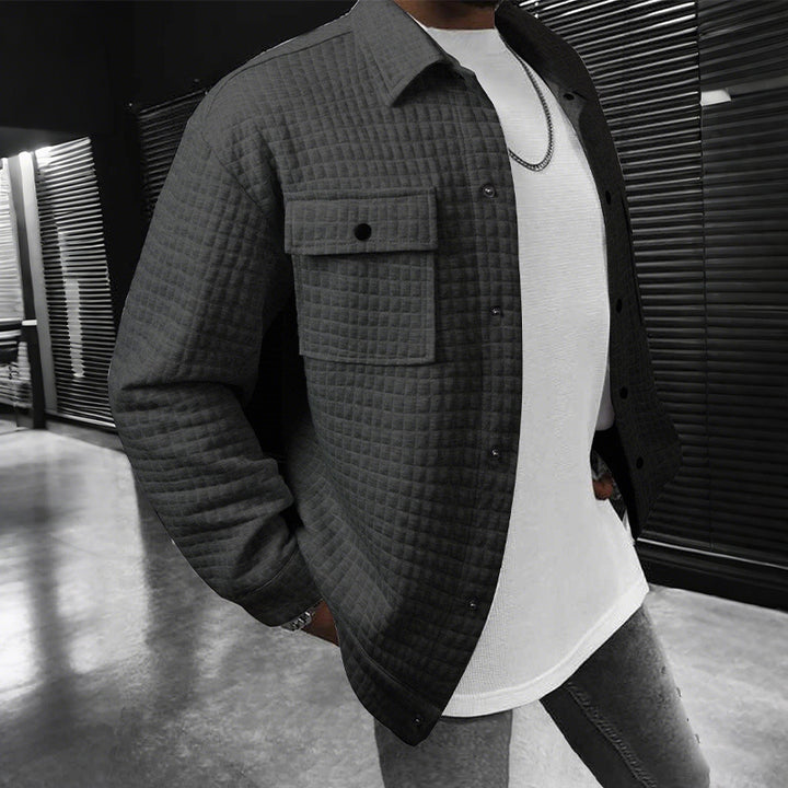 Herren nan gesteppte Overshirtjacke mit quadratischer Steppstruktur und aufgesetzten Brusttaschen Drune