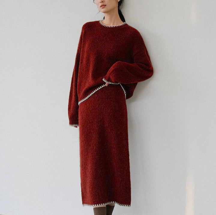Damen Strickensemble mit lässigem Schnitt und dekorativen Details Drune