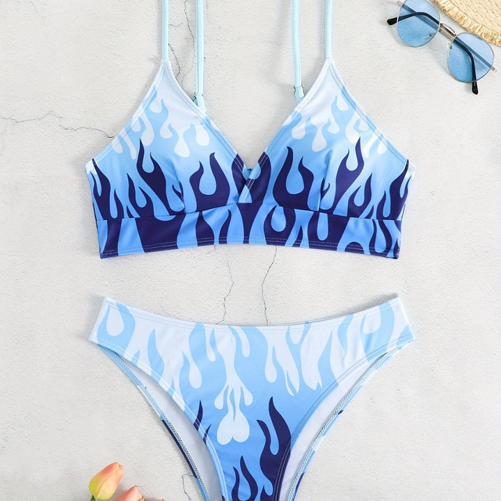 Damen Triangel-Bikini mit aufregendem Flammenmuster Drune