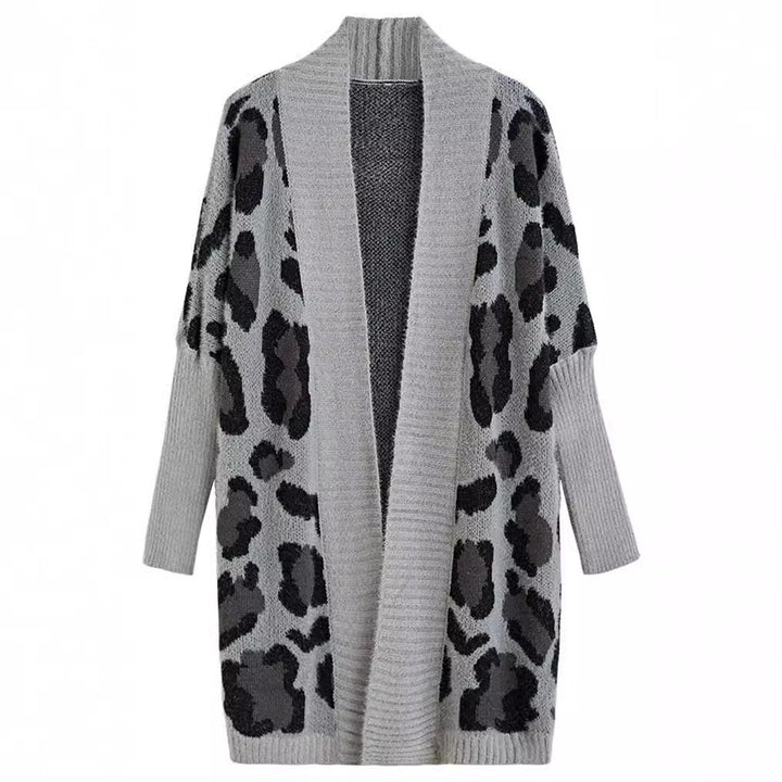 Damen Leichte Strickjacke mit modernem Leopardenmuster und offener Front Drune