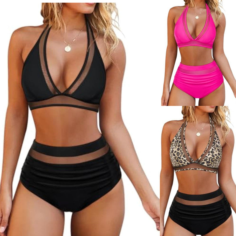 Damen Hochgeschnittener Bikini mit trendigem Transparent-Design Drune
