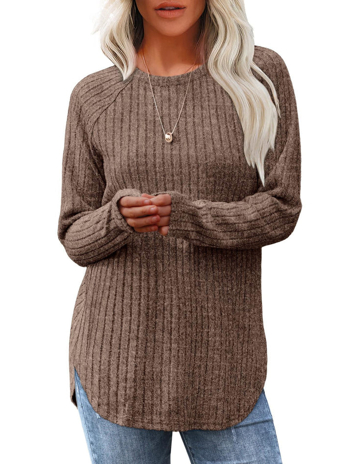 Damen Oversized Pullover mit Rippstruktur und lässigem Schnitt Drune