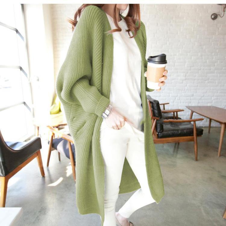 Damen lässiger Longcardigan mit offener Front und feinem Strickmuster Drune