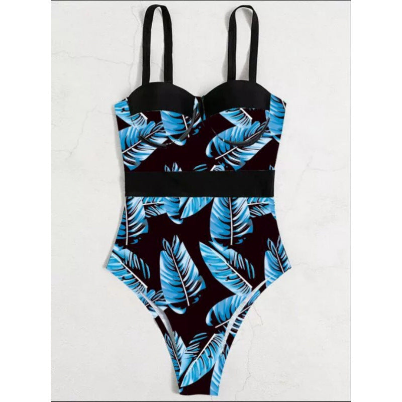 Damen Einteiler Badeanzug mit floralem Design und eleganter Silhouette Drune
