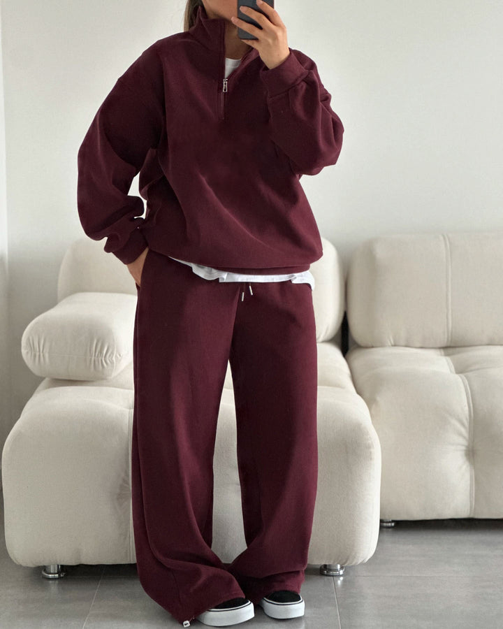 Damen Sportlicher Kapuzenpullover mit kurzer Reißverschlussöffnung Drune