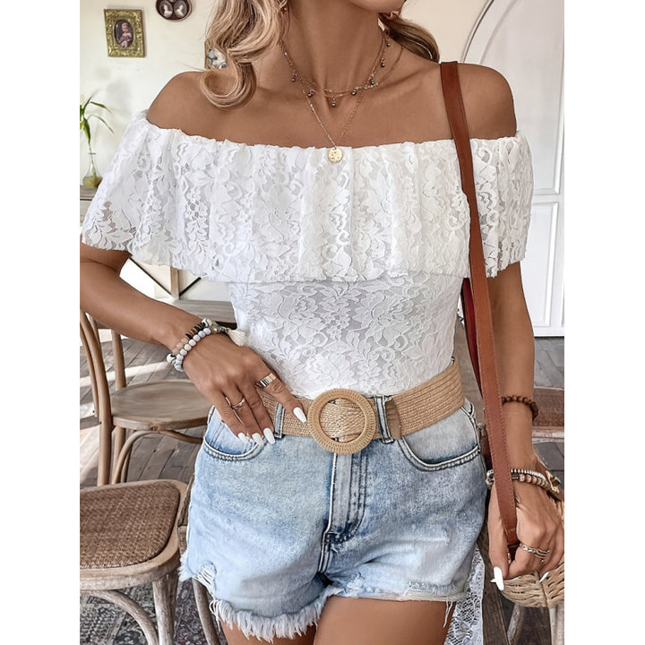 Damen Off-Shoulder Spitzenbluse Drune
