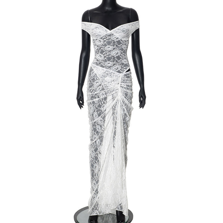 Damen Spitzendesign Abendkleid Drune