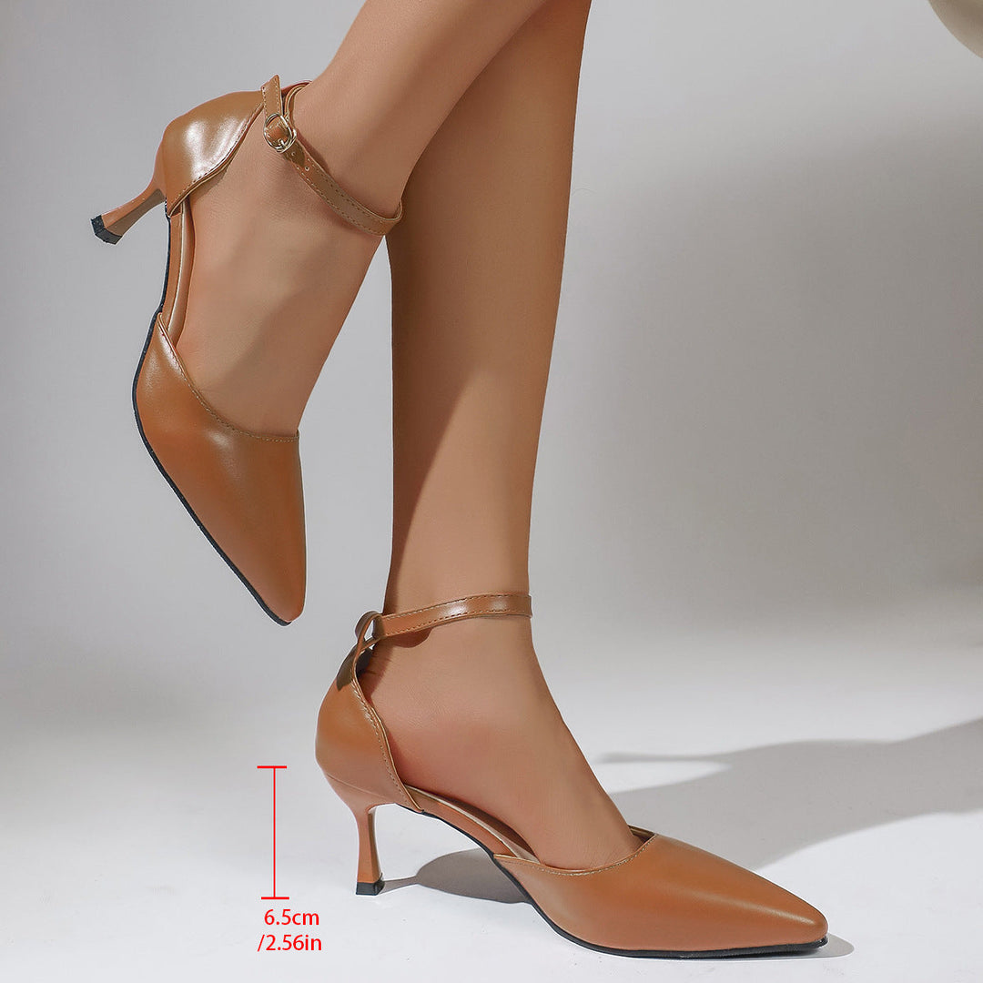 Damen elegante Slingback-Pumps mit schmalem Absatz und modischem Knöchelriemen Drune
