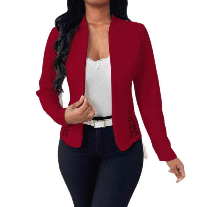 Damen elegante Blazerjacke mit Spitzenakzenten Drune