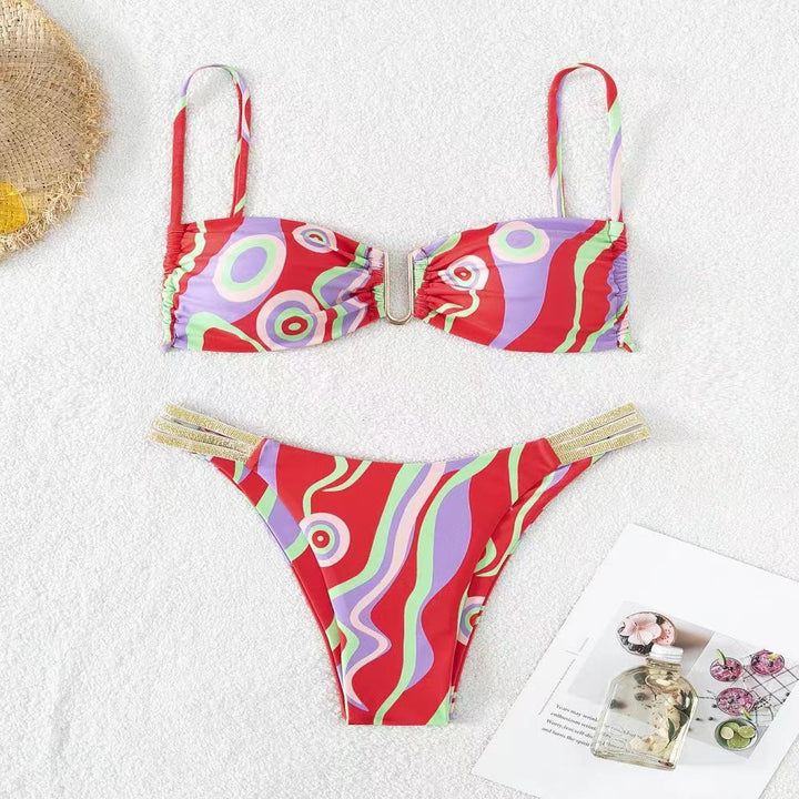Damen Triangel-Bikini mit elegantem Raffungseffekt und modischen Akzenten Drune
