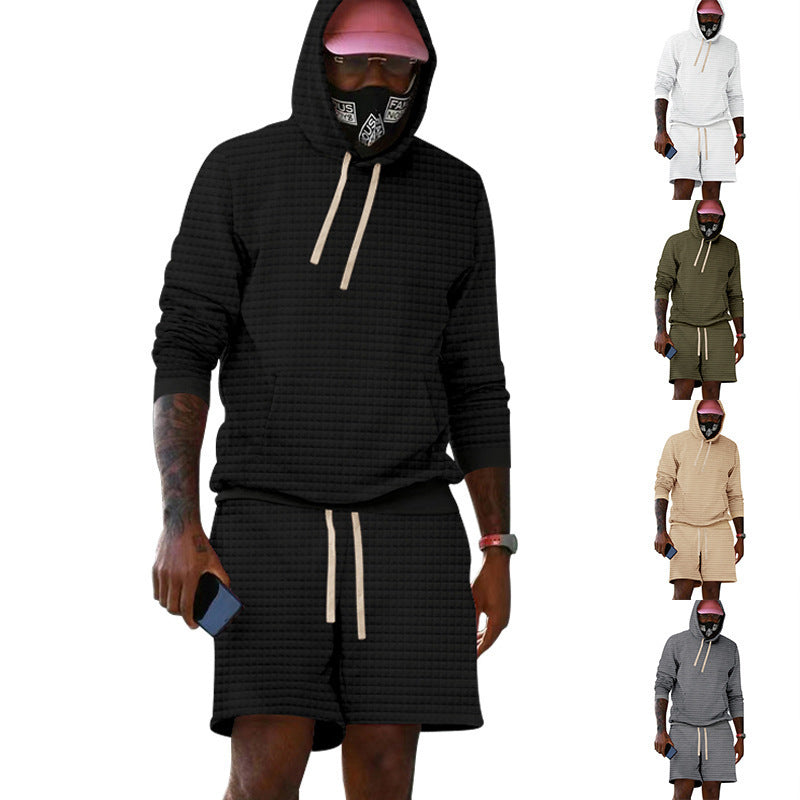 Herren lässiger Kapuzenpullover und Shorts Set aus atmungsaktivem Material Drune