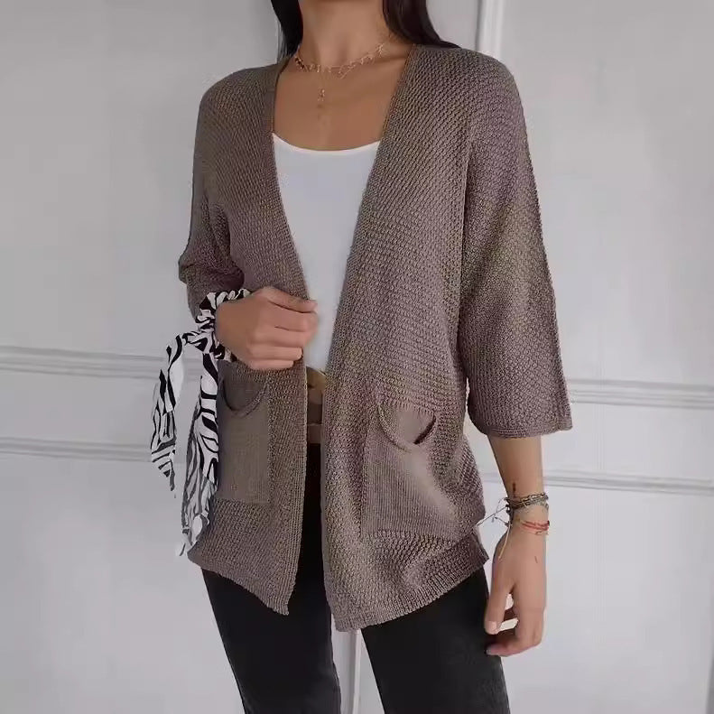 Damen lässige Strickjacke mit praktischen Taschen Drune